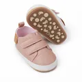 Close-up of pink baby walking shoes with anti-slip soles and Velcro straps - 11cm / Casual Style (2150) / Pink