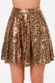 Glamorous gold sequined pleated mini skirt for women elegant evening party wear - M / Bottoms / Gold