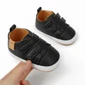 Soft-soled black baby boy walking sneakers with velcro straps for infants aged 0-1 - 11cm / Black