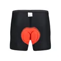 Detail van ademende fietsonderbroek met een dikke oranje schokbestendige siliconen pad - S / Bottoms / Spons Stijl