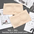 Set of two beige seamless strapless tube top bras with soft removable chest pads - One Size / Tops / Beige
