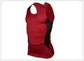 Rood compressie-sporthemd voor heren met ademende zwarte inzetstukken van mesh voor rennen. - M / Tops / Rood