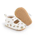Detailed view of white baby prewalker shoes with gold heart print and anti-slip sole - 11cm (0-6 Months) / White