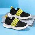 Baskets en maille respirante pour enfants en noir avec rayures jaunes, chaussures décontractées - 38 / Noir & Jaune HL677 Maille Simple