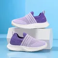 Baskets confortables en maille respirante violette pour enfants avec design slip-on léger - 38 / Violet HL677 Maille Simple