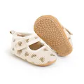 Detail view of baby pre-walker shoes with golden heart pattern and non-slip sole - 11cm (0-6 Months) / Apricot