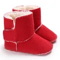 Botas de invierno rojas para bebé con forro muy cálido de piel sintética blanca - Rojo