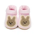 Close-up of pink baby pre-walker shoes with cute embroidered cartoon rabbit design - 11cm / Cartoon Rabbit Style (1549) / Pink