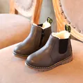 Botas de cuero marrón retro para niños con forro polar cálido y suela antideslizante - Lote 21-25 (5 Pares) / Botas Chelsea Martin con Forro / Gris
