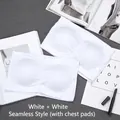 Two-pack white seamless strapless tube tops with removable pads - One Size / Tops / White