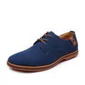 Zapatos casuales de ante azul para hombre con elegantes cordones marrones y detalles - 38 / Azul