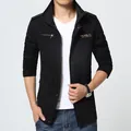Giacca casual da uomo slim fit in cotone nero di alta qualità con colletto alla coreana - Nero