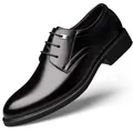 Eleganti scarpe in pelle nera da uomo con rialzo interno per ufficio e cerimonia - 38 / Stile Nero per Tutte le Stagioni