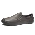 Men's casual slip-on loafers in grey leather finish with detailed white stitching - 38 / Plain Style (9101) / Gray