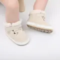 Bequeme beige Baby-Winterstiefel mit weichem Kunstfellfutter und praktischem Klettverschluss - Gebrochenes Weiß
