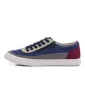 Modische atmungsaktive Herren-Canvas-Sneaker im trendigen Blau-Grau-Farbblock-Design - 7661M Dunkelblauer Stil (7661M)