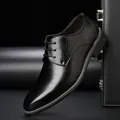 Classiche scarpe Brogue nere da uomo con lacci e finitura in pelle di alta qualità - 38 / Stile Intagliato Britannico (Y28) / Nero
