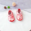 Cute toddler pink slip-on canvas shoes with red and white heart patterns for girls - Red and White Heart