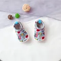 Light blue children's slip-on canvas shoes with fun comic book speech bubble prints - Funny Graffiti