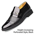 Men's black glossy leather height-increasing dress shoes with hollow-out design. - 37 / Black Heightening Hollow Style