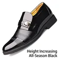 Men's formal shiny black leather business shoes featuring height-increasing design - 37 / Black Height Increasing All-season Style