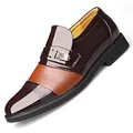 Glossy two-tone brown height-increasing men's business casual dress leather shoes - 37 / Brown All-Seasons Height Increasing