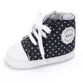 Marineblaue gepunktete Baby-Canvas-High-Top-Sneaker mit weißer weicher Sohle - Schwarz