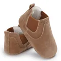 Soft faux suede baby winter boots with warm white fleece lining for infants - Apricot