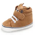 Cute brown fox-themed baby walker shoes with soft soles and velcro straps - 11cm / Fox Style (C-215# C-240) / Brown