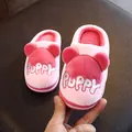 Warme rosa Plüsch-Hausschuhe für Kinder mit süßen Ohren und Puppy-Stickerei für den Winter. - 180 / Rot