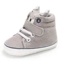Adorable grey fox style baby infant soft sole walking shoe in high-top design - Gray