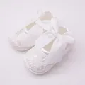 Elegantes zapatos de princesa de encaje blanco para bebé con suela blanda y gran lazo - Blanco (XSX-009)