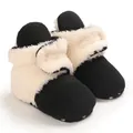 Botas de nieve de forro polar blanco y negro para bebés con suelas antideslizantes - Negro
