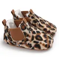 Cozy leopard print plush baby booties with soft lining for winter infant walking - Leopard Print
