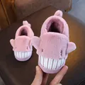 Adorable pink cartoon shark plush slippers for toddlers 1-3 years old for indoor warmth - Size 19 (Inner Length 17cm) / Purple Whale