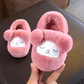 Cute pink plush slippers for toddlers featuring soft animal character embroidery design - Size 19 (Inner Length 17cm) / Red Sheep