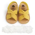 Sandalias amarillas para bebé con tiras cruzadas y diadema de flores blancas para niños. - Pañuelo de Pelo Amarillo / 12 cm / 42 g
