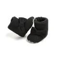 Detail of black fleece-lined baby snow boots with cute bow and soft sole - Black