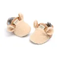 Detail view of cute beige sheep-shaped baby winter booties with soft faux fur texture. - 12cm / Lamb Style(E) / Khaki