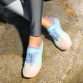 Quick-dry aqua shoes with teal gradient and drawstring laces for outdoor swimming. - Gradient Purple