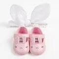 Pink baby princess walking shoes with cute rabbit ear design and matching headband - 11cm / Rabbit Ear Walking Shoes & Headband Set / Pink