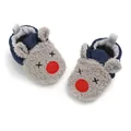 Winter baby cartoon warm shoes with soft fleece texture and cute reindeer design - 11cm / Gray