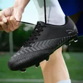 Schwarze Profi-Fußballschuhe für Kunstrasen mit texturiertem Fischgrätenmuster Design - 38 / Schwarz Lange Stollen