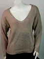 Casual gebreide damestrui met V-hals en lange mouwen in bruin voor herfst en winterseizoen - S / Tops / Khaki