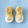 Hochwertige gelbe Babysocken mit süßer Biene und rutschfesten, weißen, weichen Sohlen - Gelbe Farblockierung (Biene)