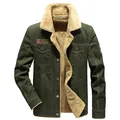 Giacca militare uomo verde esercito foderata in pile con colletto spesso e caldo - Verde militare