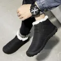 Warme schwarze, pelzgefütterte Winterstiefel für Damen und Herren, Thermo-Baumwollschuhe - 35 / High Top Stil / Schwarz