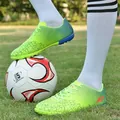 Neon green gradient soccer turf shoes for kids with specialized training sole on grass - Turf Spikes Style (27014)