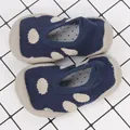 Soft breathable non-slip navy blue polka dot toddler sock shoes for first walkers - Size 24/25 / Dark Blue Polka Dot