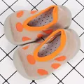 Breathable beige and orange polka dot baby walker shoes with grey anti-slip rubber sole - Size 20/21 (Inner Length 12.5cm) / Low Cut Orange Polka Dots